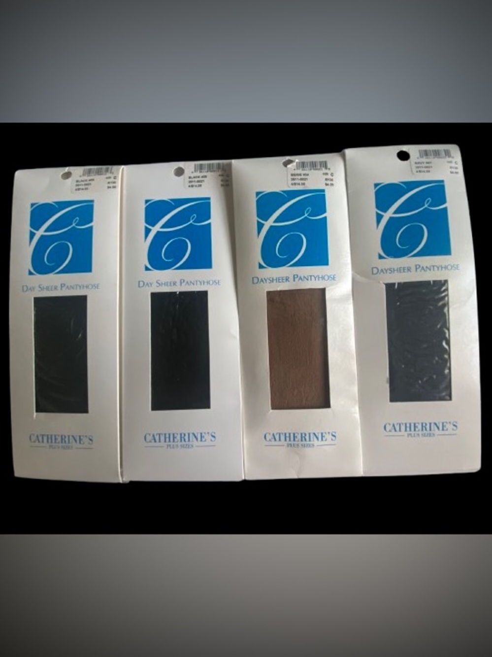 Lot of 4 Catherine’s Plus Size Day Sheer Pantyhose Size C 2 Black 1 Beige 1 Navy